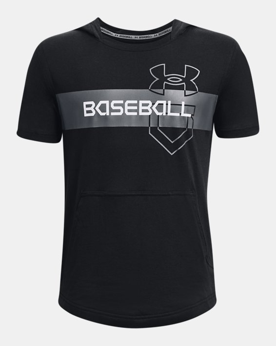 Boys' UA Baseball Short Sleeve Hoodie, Black, pdpMainDesktop image number 0